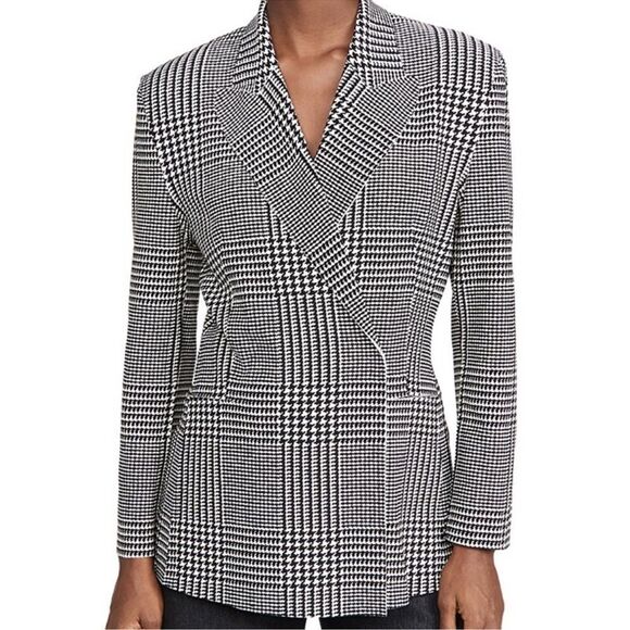 Norma Kamali Black/White Ponte Plaid Houndstooth Blazer Size S - Picture 1 of 16